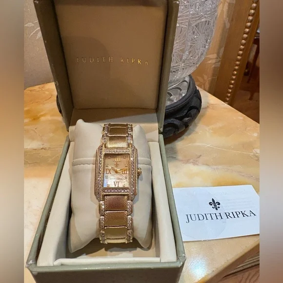 Judith Ripa goldtone watch with Swarovski crystals JUDITH RIPKA Watch Woman Wristwatch New in Box Odyssey White  main image 4